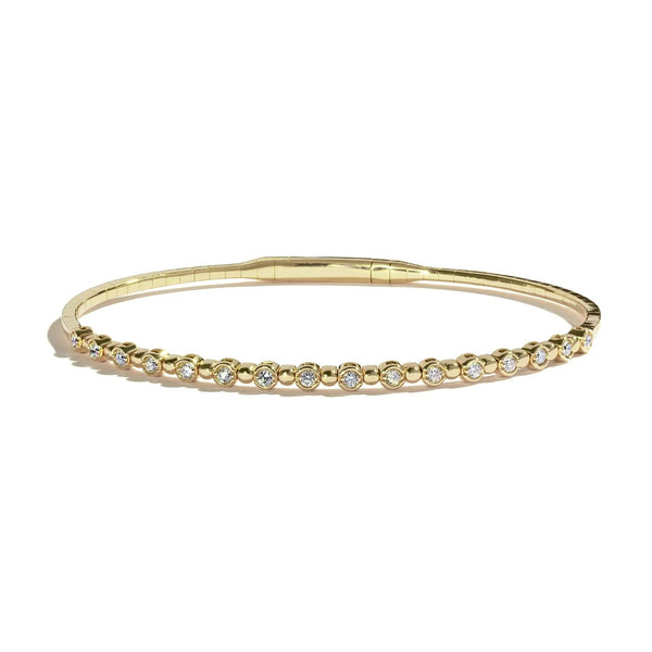 Alternate Bezel Bead Round Diamond Bangle - 1
